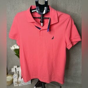 NWT Nautica Men’s Large Coral Polo Shirt MSRP $69.50 Short Sleeve Classic Fit